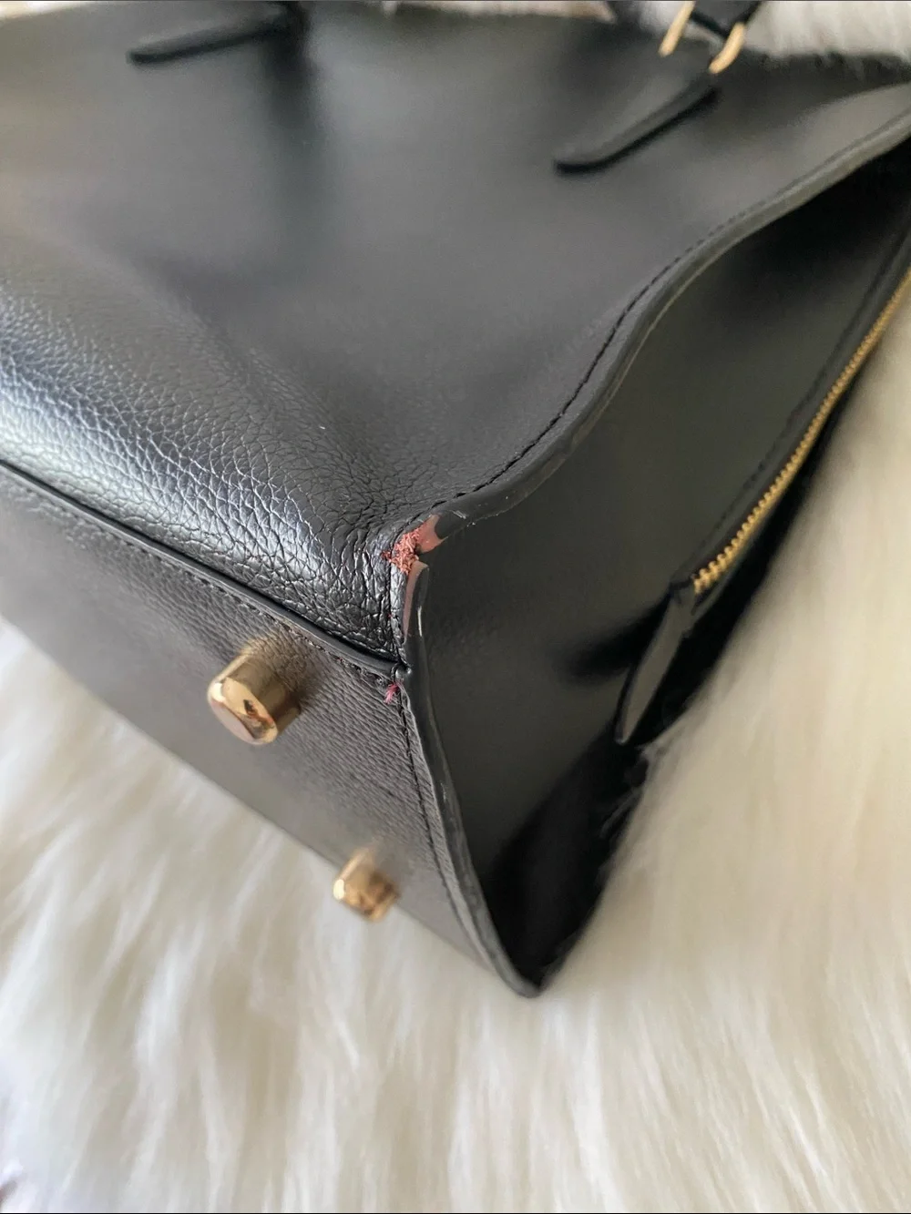 Coach Tatum Leather Carryall Shoulder Tote Bag (C4077) in Black/True Red